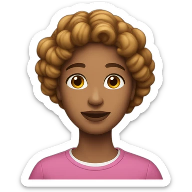 Adolescente morenita pelo ondulado y con airpods sticker