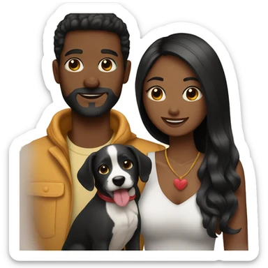 Pareja con perro negro  sticker