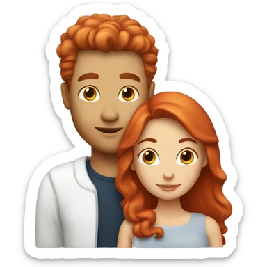 Red haired white couple in love sticker