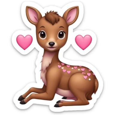 Baby deer with pink hearts  sticker