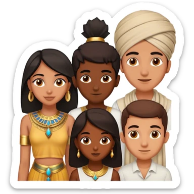 5 best friends, 1 Egyptian man, 1 indian girl 1 persian girl 1 moroccan boy 1 black boy sticker
