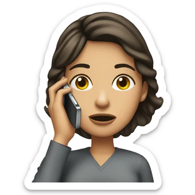Beautiful Brunette Woman talking on her cellphone crying sticker
