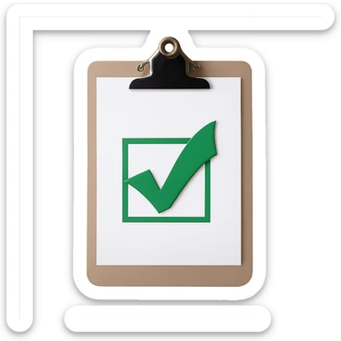 Make the background transparent, keep the realistic clipboard with a single checkmark unchanged. sticker