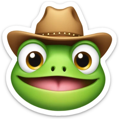 Cute frog with mini cowboy hat blushing sticker