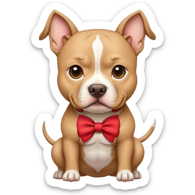 Beige American pit bull with bow  sticker