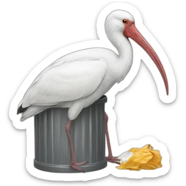 Australian white ibis in a trash can sticker