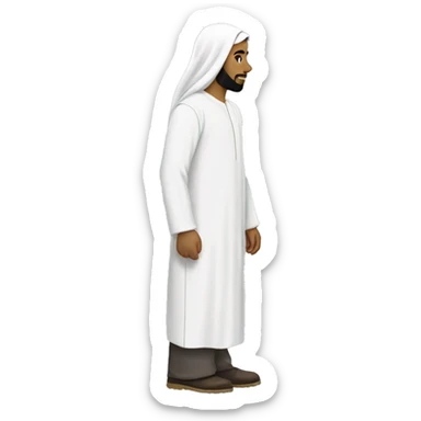 sideview of a bearded muslim man in a white thobe walking sticker