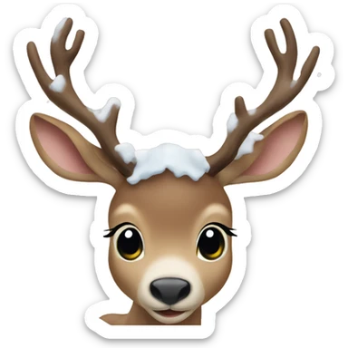 baby reindeer in snow sticker