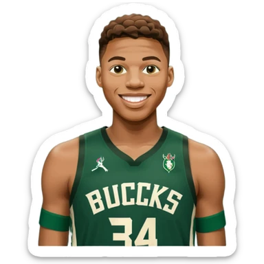 giannis smiling Bucks number 34 sticker