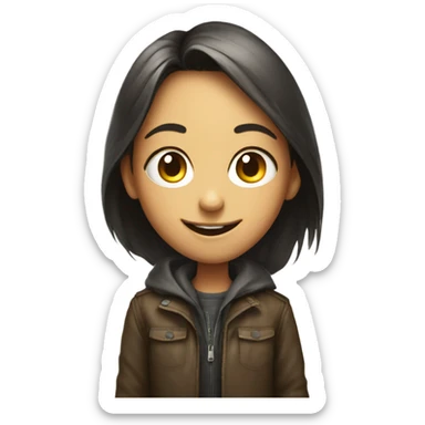 smiling greed eyed girl with boy in jacket sticker