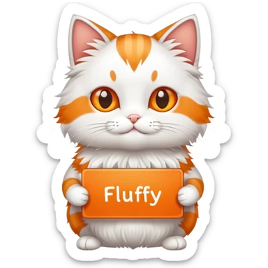 A cat holds the sign with the inscription sticker