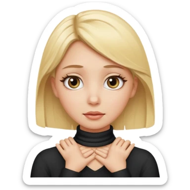 a blonde female with hands around neck and eyes a little more wide than usual  sticker