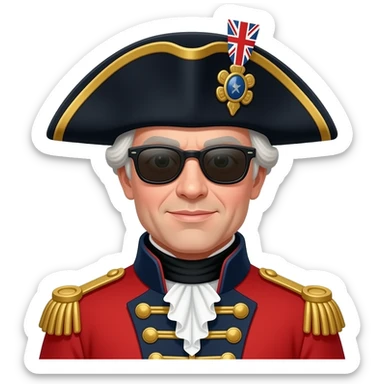Lord cornwallis in british redcoat and a sunglass
 sticker