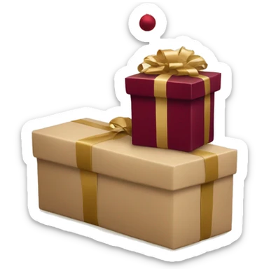 burgundy Christmas gifts under a beige tree sticker