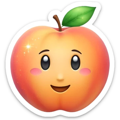 Peach emoji with sparkles sticker