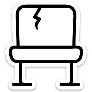 abstract damaged football seat, minimal white outline, modern, inspired by Airbnb category icons sticker