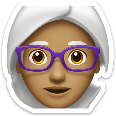 Une femme blanche avec un carré brun et des lunettes violettes sticker
