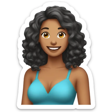 Mulher Feliz Amarrando Cabelo Cacheado sticker