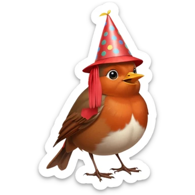 un rouge gorge a son anniversaire sticker