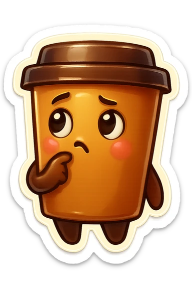 Tall coffee cup, pondering, thinking sticker