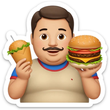 fat guy holding burger sticker