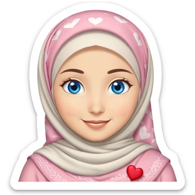 Turkish beautiful finish Konya girl blue eyes with hijab and islamic dress she Smiling Face with Hearts sticker