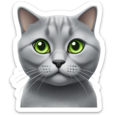 British shorthair cat grey with green eyes sticker