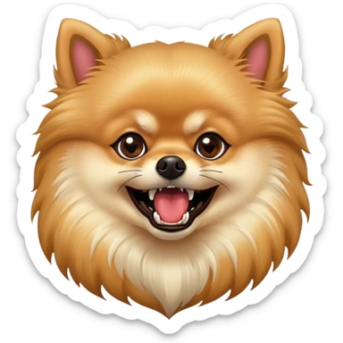 realistic pomerania with fangs sticker