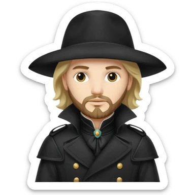 Athos, musketeer in black trench coat sticker