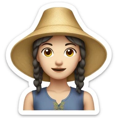 Fair-skinned Girl with chinese hat sticker