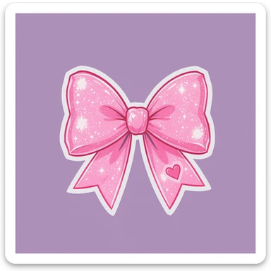 sakura bow, cute and shiny, with a heart accent, no background sticker