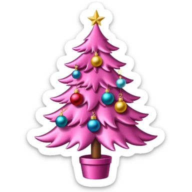 pink christmas tree sticker