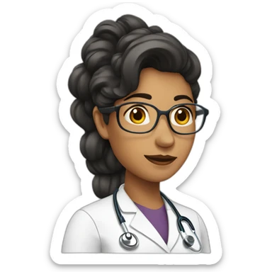 DOCTORA BLANCA CON PELO CON RULOS NEGROS LARGOS sticker
