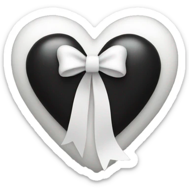 Black heart with white bow on it sticker