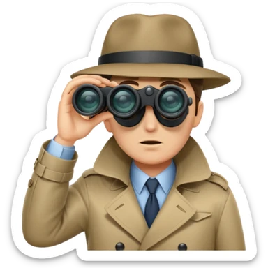 Detective peeking through binoculars sticker