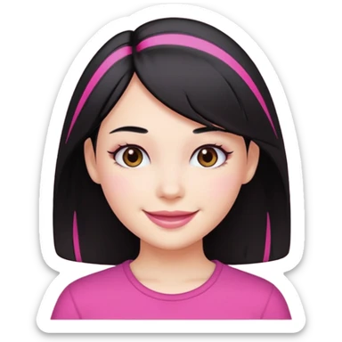 girl with black hair and pink streak by ear sticker