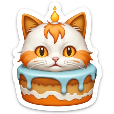 Cat vomiting because of eating cake sticker