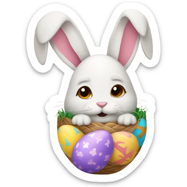 easter egg with a bunny all in Easter theme sticker