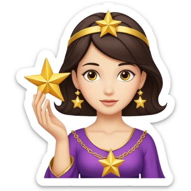 brunette female genie holding a star  sticker