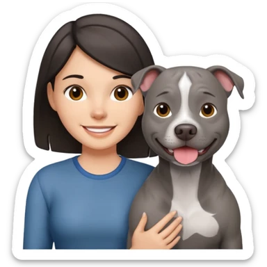 Completely Grey pitbull with one darkBrown haired Girl  sticker