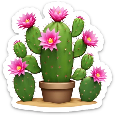 Cactus with pink flowers sticker