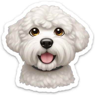 perro bichon maltés con coletas sticker
