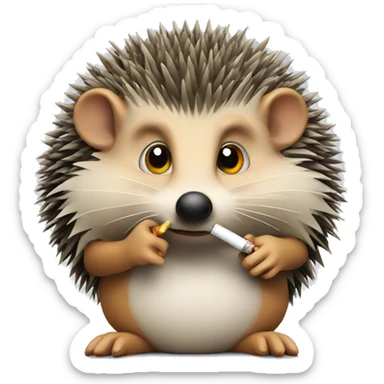 a hedgehog smoking a cigarette sticker
