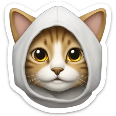 un chat avec une capuche sticker
