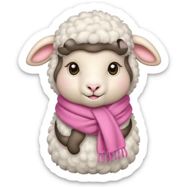 baby sheep with pink scarf sticker