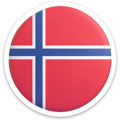 Norwegian flag of Norway circular 3D icon, dimensional, no text sticker