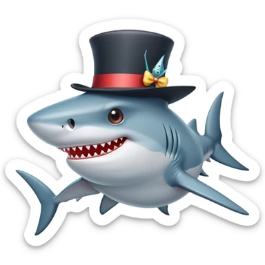 A shark with a tophat sticker