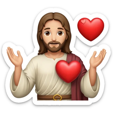 Jesus holding a heart sticker