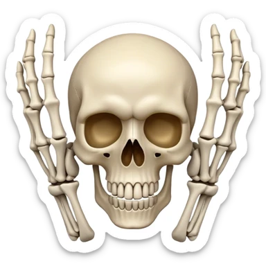 skull emoji head  beging with hands sticker