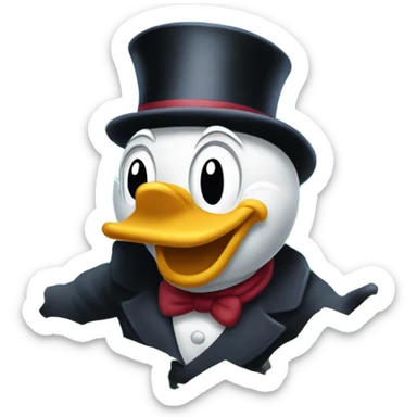 a happy Scrooge McDuck counting money sticker